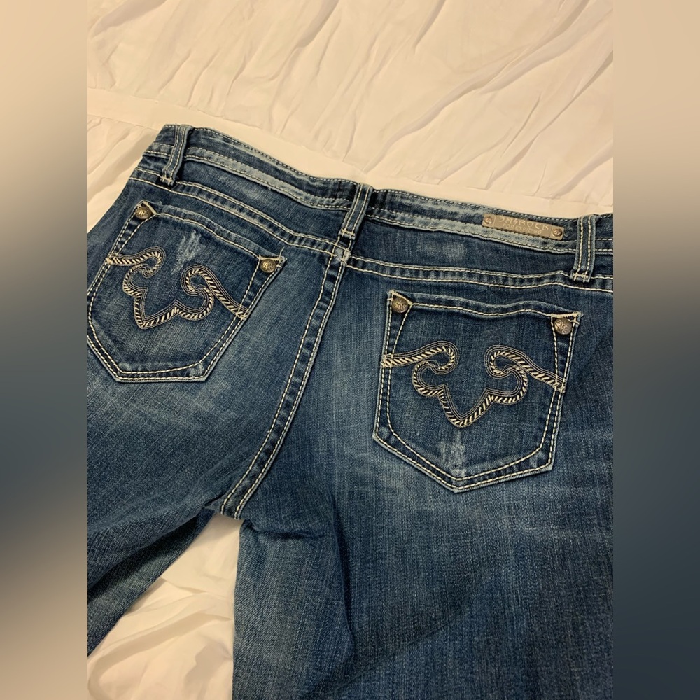 Express Rerock Denim Flare Jeans, Distressed, Sz 12R